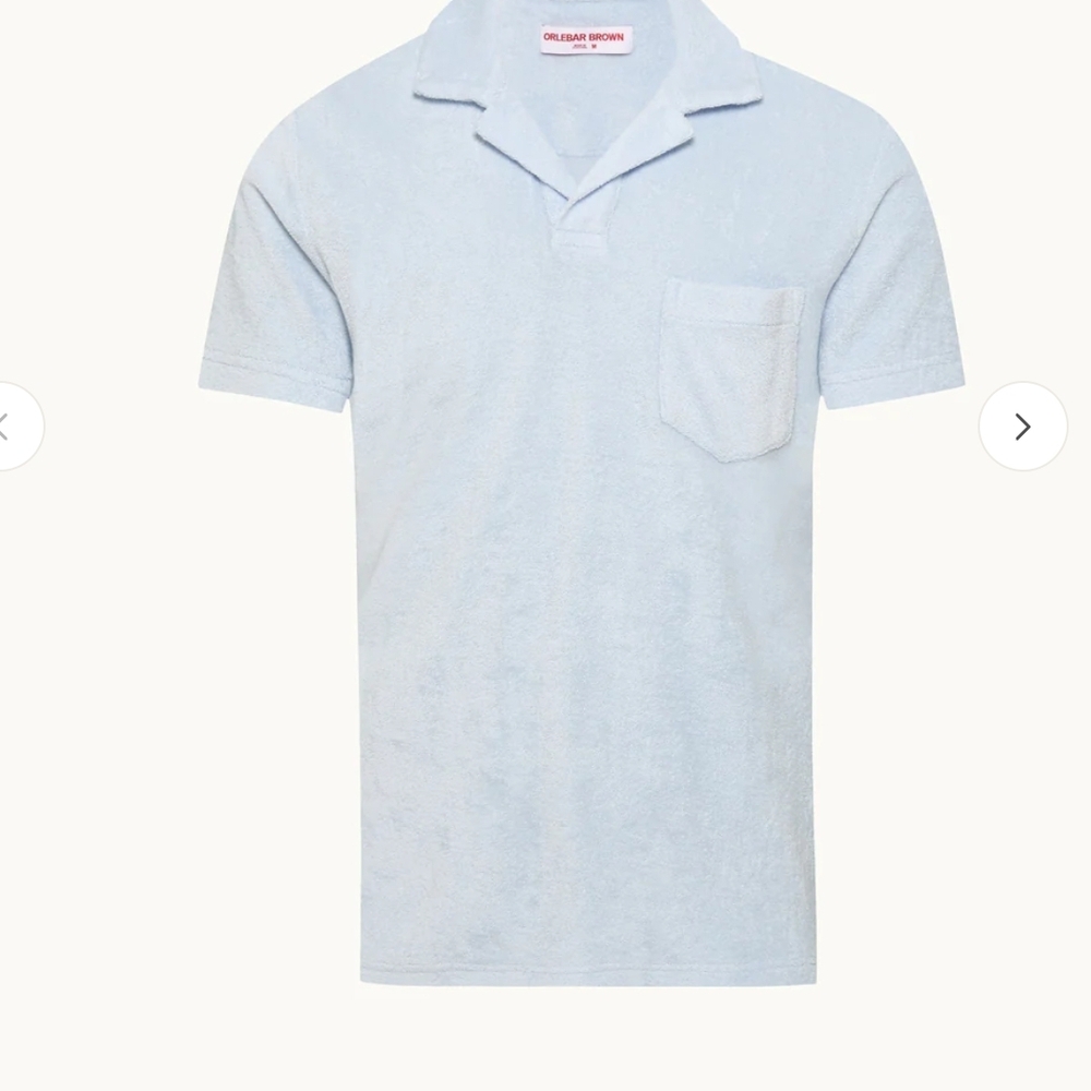 Orlebar Brown Pale Blue Terry Camp-Collar Polo